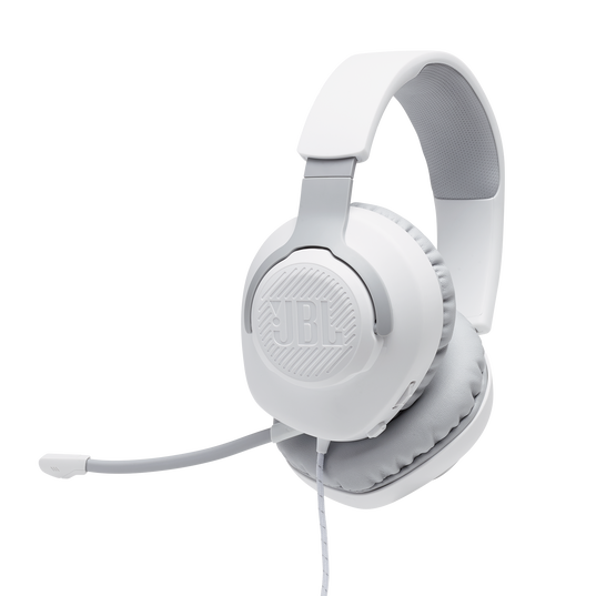 JBL Quantum 100 - White - Wired over-ear gaming headset with flip-up mic - Hero